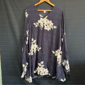 Women’s Black Floral Long Drape Sleeve Crochet Detailed Dress L Whimsigoth Fairy